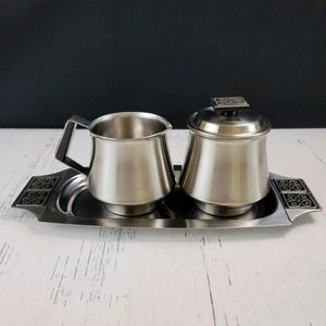 Vtg Sugar And Creamer Stainless Steel Set